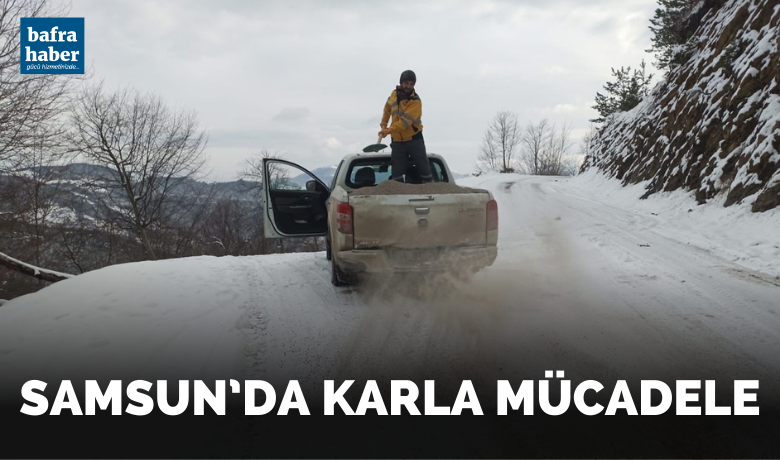 Samsun’da karla mücadele - Samsun Büyükşehir Belediyesi kentin yüksek kesimlerinde etkili olan kar yağışı nedeniyle karla mücadele çalışmalarına aralıksız devam ediyor. Yapılan çalışmalar ile etkili kar yağışı sonrasında kapanan 16 mahalle yolu ekiplerin çalışmasıyla kısa sürede yeniden ulaşıma açıldı.