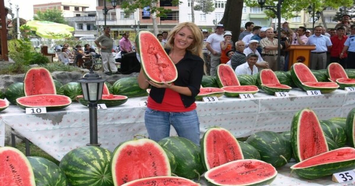 Petek Dinçöz Bafra Karpuzlarına Hayran Kaldı Samsun'un İlçesinde Kan Ve Karpuz Yarışmasına Katılan Sanatçı Petek Dinçöz, Bafra Karpuzlarına Kayran Kaldı