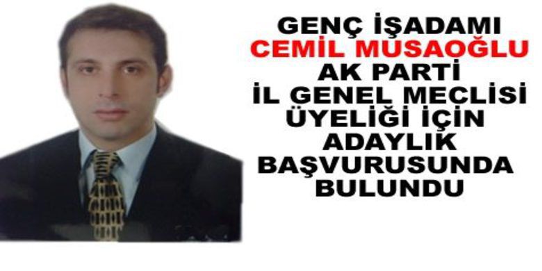 Cemil Musaoğlu İl Genel Meclisi Üyeliğine Başvurdu - Bafra`nın tanınmış Genç İşadamlarından Cemil Musaoğlu bugün İl Genel Meclisi adaylığı için dilekçesini Bafra Ak Parti İlçe Başkanlığına verdi.