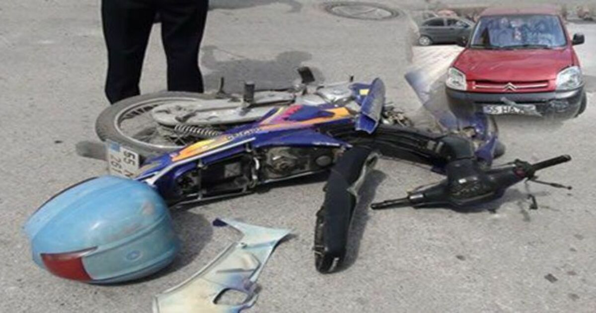 Bafra`da Motosiklet Kazası 1 Yaralı