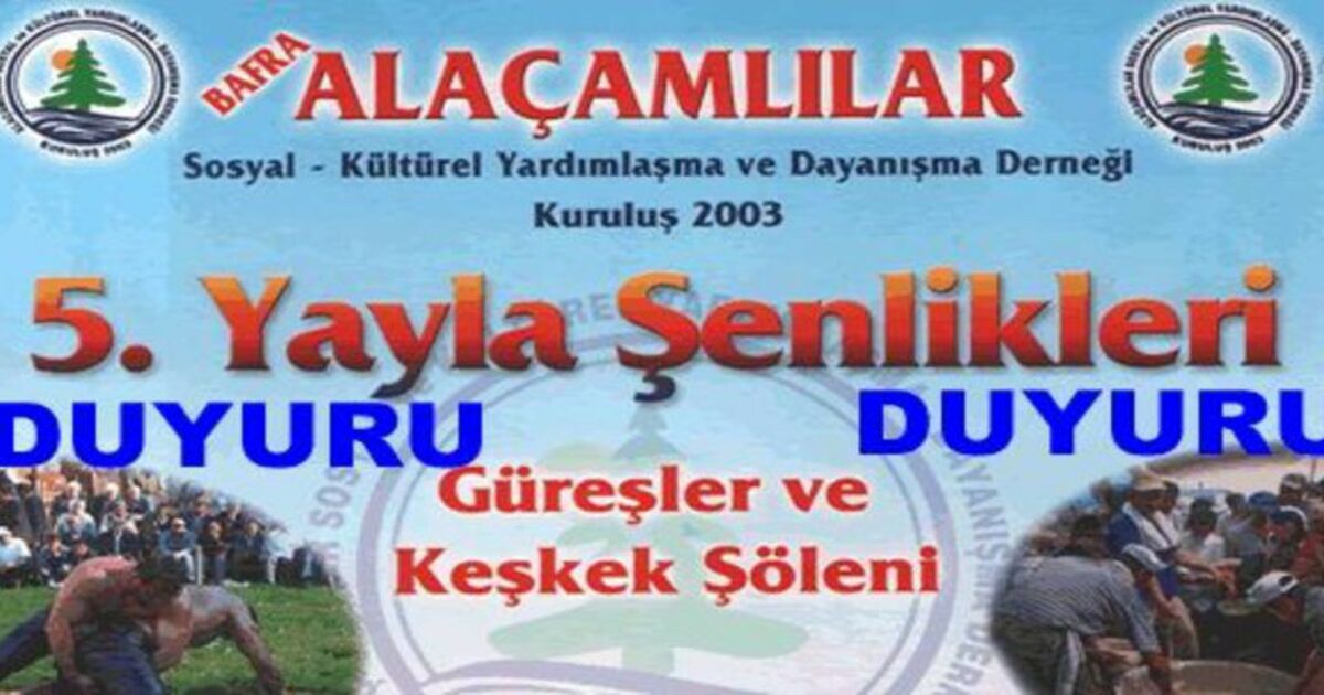 Bafra Alaçamlılar Derneğinden Duyuru