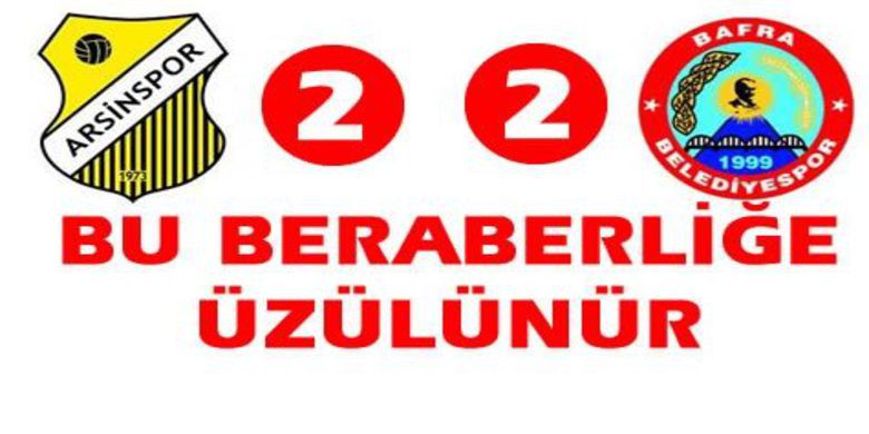 Arsinspor:2 Bafra Belediyespor:2 - TFF 3. Lig 4. klasman grubunda mücadele eden Bafra Belediyespor deplasmanda Arsinspor ile 2-2 berabere kaldı