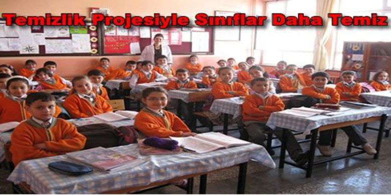 Temizlik Projesiyle Sınıflar Daha Temiz - Atatürk İlköğretim Okulunda temizlik alışkanlığını yaymak ve davranış haline getirmek amacıyla her hafta sınıflarda temizlik kontrolleri yapılarak `Haftanın en Temiz Sınıfı` uygulaması başlatıldı.