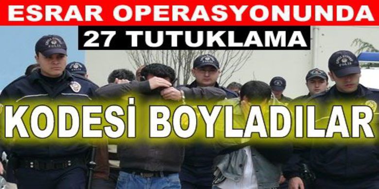 Büyük Esrar Operasyonunda 27 Kişi Tutuklandı - Bafra İlçe Emniyet Müdürlüğü ekipleri ve Samsun Kaçakçılık ve Organize Suçlar Şubesi ile koordineli olarak başlatılan operasyonda 27 kişi tutuklanarak cezaevine gönderildi.
