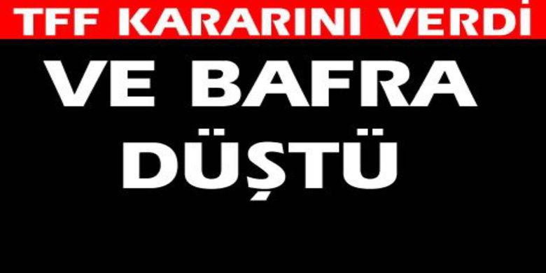 Bafra Belediyespor Bir Alt Lige Düştü - TFF kararını verdi, Bafra Belediyespor`un bri alt lige düştüğü tescillendi.