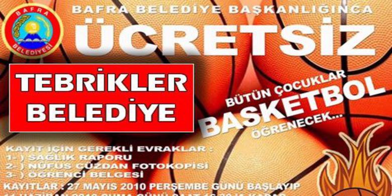Belediyeden Bedava Basketbol Kursu - Bafra Belediyesi Okulların Yaz tatiline girmeye hazırlandığı bu günlerde, yaz spor okulları kapsamında düzenlediği ücretsiz Basketbol Kursu açıyor.
