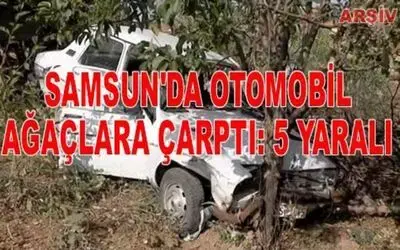 Otomobil Ağaçlara Çarptı: 5 Yaralı