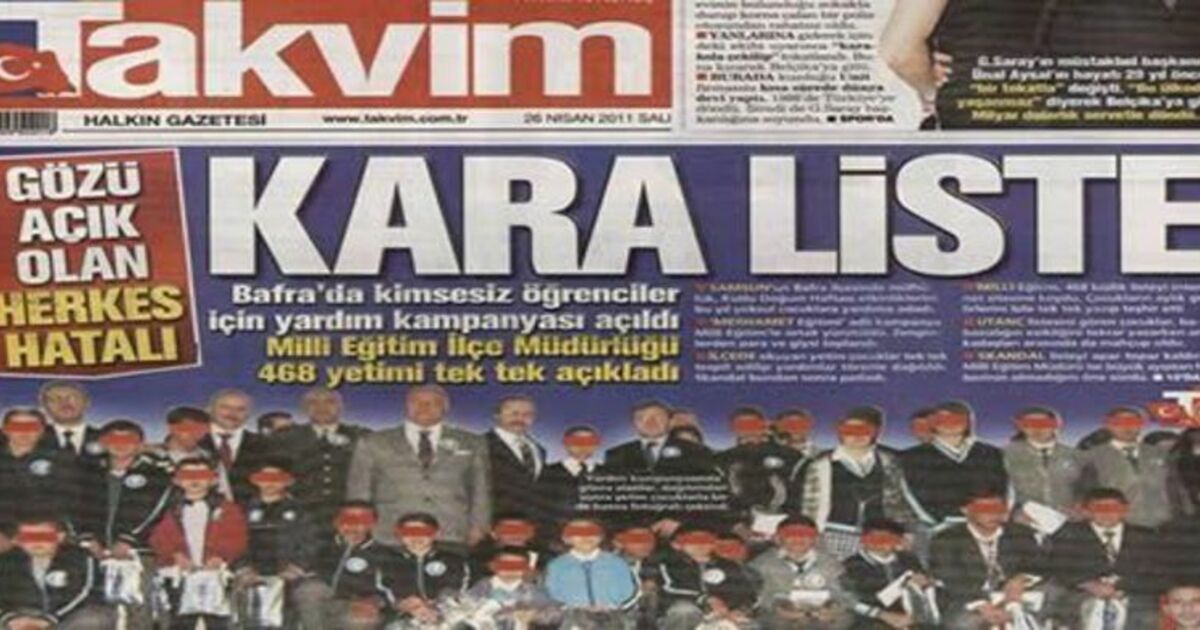 Takvim Haberi Kara Liste Şeklinde Verdi