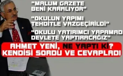 Ahmet Yeni`den Önemli Açıklamalar