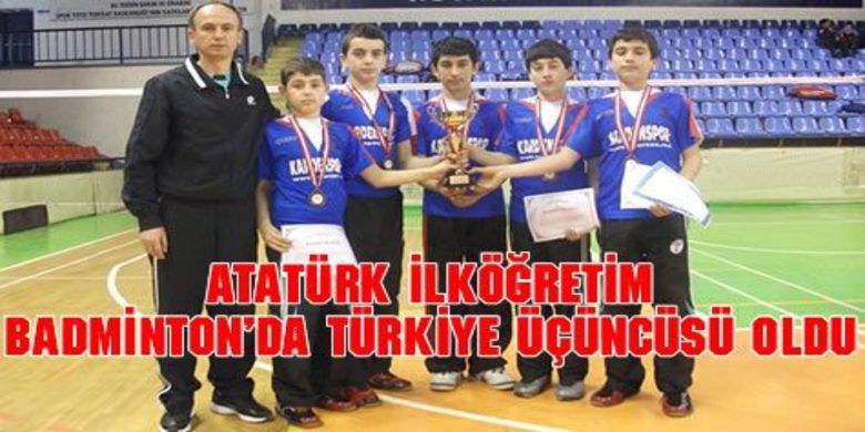 Atatürk İlköğretim Okulu Türkiye Üçüncüsü - Kütahya`da düzenlenen Badminton Türkiye Birinciliğinde Yıldız Erkeklerde Samsun`u Bafra Atatürk İlköğretim Okulu temsil etti ve Türkiye Üçüncüsü oldu.