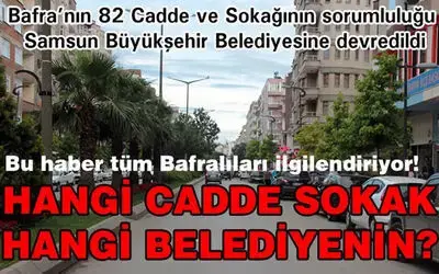 Samsun Büyükşehir Belediyesine Devredilen Bulvar, Cadde Ve Sokaklar