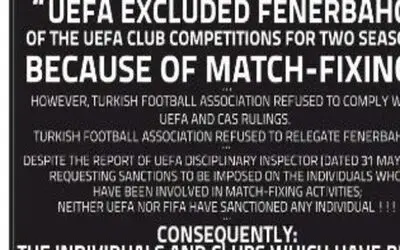 Gazete İlanı İle Uefa Ve Fifa'yı Türkiye'deki Şike Olayları İle İlgili Göreve Çağırdılar