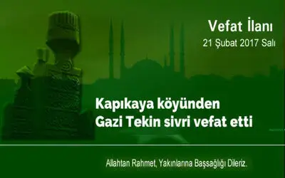 Gazi Tekin Sivri Vefat Etti