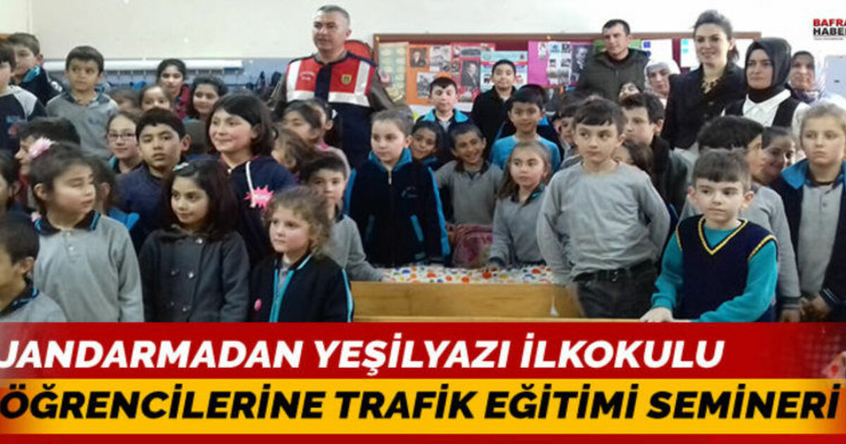 Jandarmadan Yeşilyazı İlkokulu Öğrencilerine Trafik Eğitimi Semineri