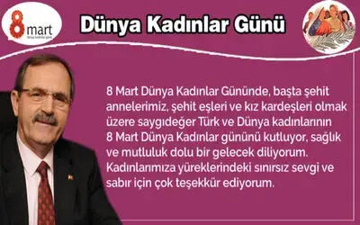 Bafra Belediye Başkanı Zihni Şahin`den 8 Mart Dünya Kadınlar Günü Kutlaması