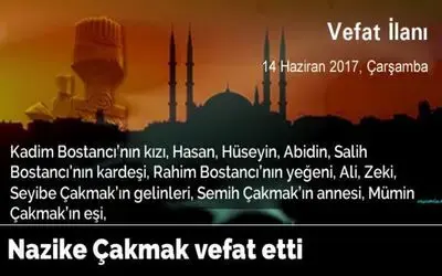 Nazike Çakmak Vefat Etti