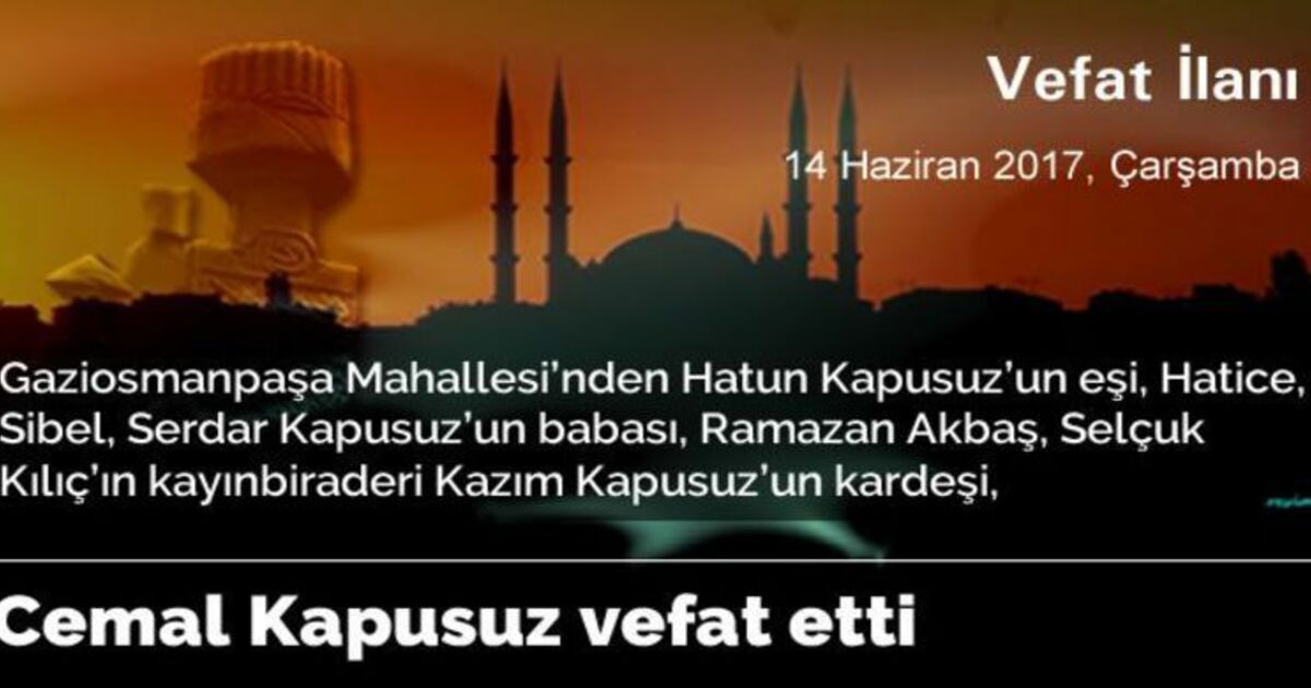 Cemal Kapusuz Vefat Etti