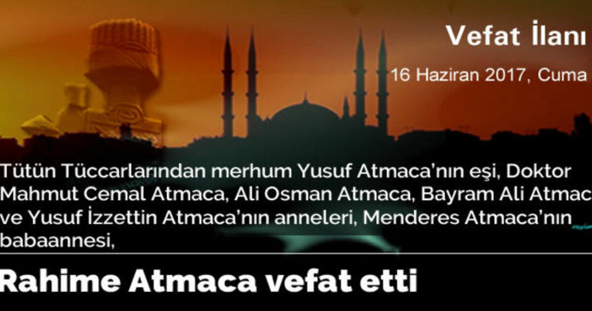 Rahime Atmaca Vefat Etti