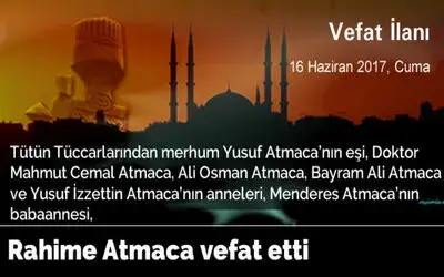 Rahime Atmaca Vefat Etti