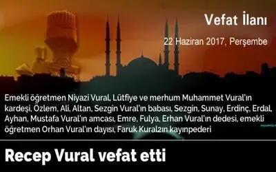 Recep Vural Vefat Etti