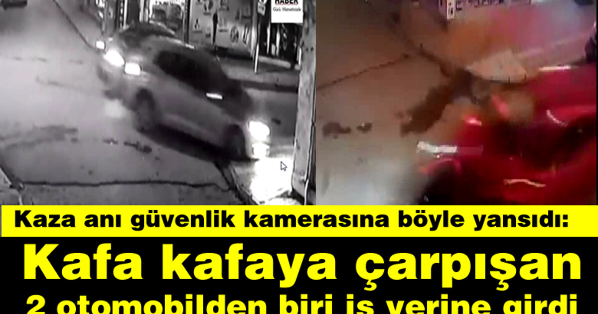 Kafa Kafaya Çarpışan 2 Otomobilden Biri İş Yerine Girdi