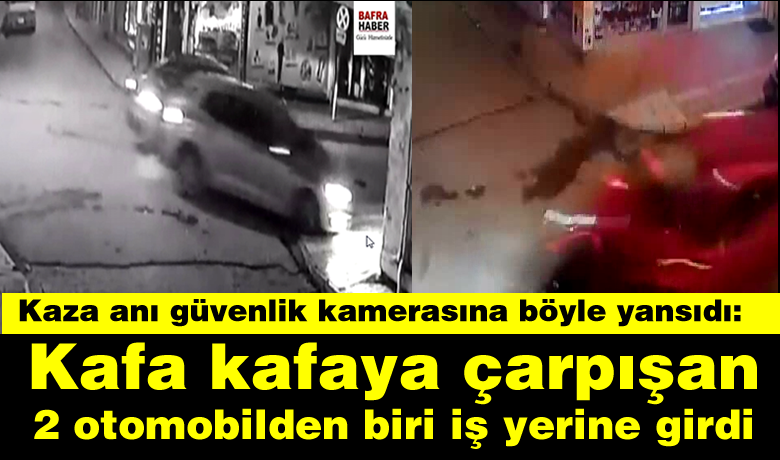 Kafa Kafaya Çarpışan 2Otomobilden Biri İş Yerine Girdi - Samsun’un Bafra ilçesinde gece geç saatlerinde iki otomobilin çarpışması sonucu meydana gelen trafik kazasında araçlardan biri pastaneye daldı. 