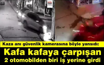 Kafa Kafaya Çarpışan 2 Otomobilden Biri İş Yerine Girdi