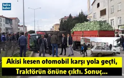 Bafra’da Akisi Kesen Otomobil Karşı Yola Geçti