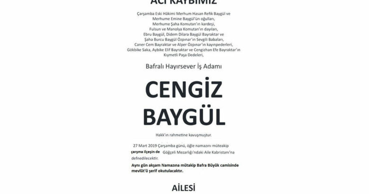 Cengiz Baygül Vefat Etti
