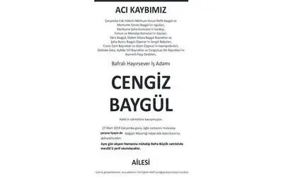 Cengiz Baygül Vefat Etti
