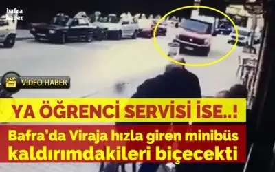 Bafra’da Viraja Hızla Giren Minibüs Kaldırımdakileri Biçecekti