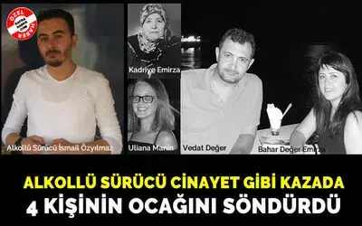 Alkollü Sürücü Cinayet Gibi Kazada 4 Kişinin Ocağını Söndürdü