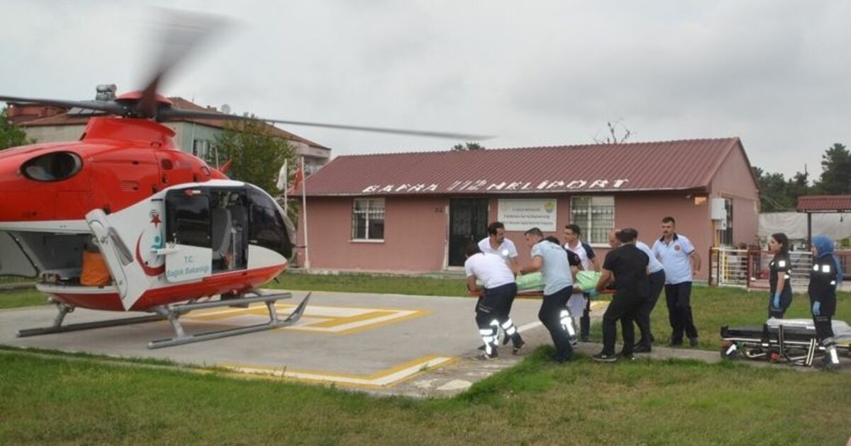 Yaralanan Motosiklet Sürücüsü İçin Helikopter Havalandı
