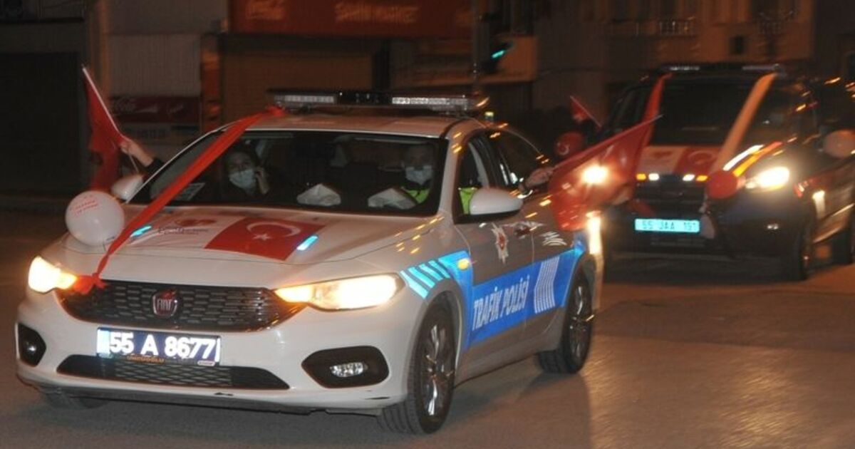 Bafra’da Güvenlik Güçlerinden 23 Nisan Konvoyu