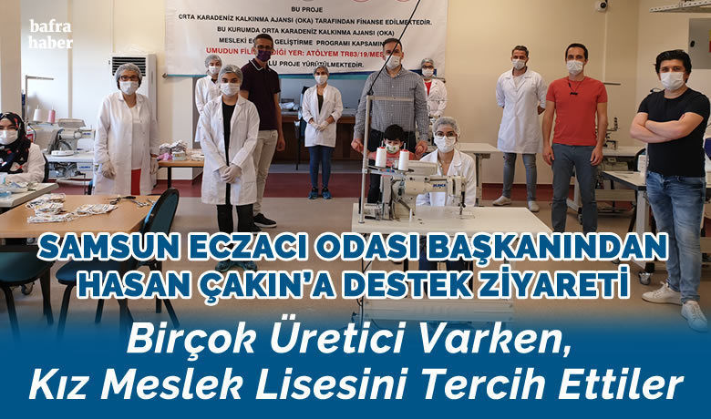 Samsun Eczacı Odası BaşkanındanHasan Çakın’a Destek Ziyareti - Samsun Eczacı Odası Başkanı Onur Ferhat Karacan Hasan Çakın Mesleki ve Teknik Anadolu Lisesini ziyaret etti. Ziyarete yönetim kurulu üyesi Ferhat Tokalak ve Ecza odası Bafra temsilcisi Turgay Kuşdil eşlik etti. 