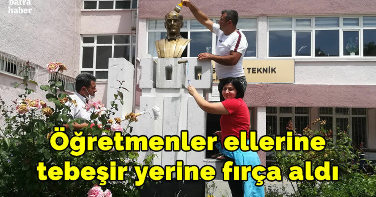 Öğretmenler ellerine tebeşir yerine fırça aldı