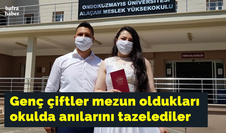 Genç çiftler mezunoldukları okulda anılarını tazelediler - Samsun’un Bafra İlçesinde yeni evlenen genç çiftler mezun oldukları Alaçam Meslek Yüksek okuluna gelerek anılarını tazelediler.
