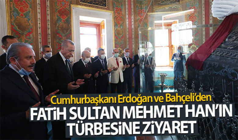 Cumhurbaşkanı Erdoğan ve Bahçeli, FatihSultan Mehmet Han'ın türbesini ziyaret etti - Cumhurbaşkanı Recep Tayyip Erdoğan, Ayasofya-i Kebir Cami-i Şerifi`nin 86 yıl aradan sonra ilk cuma namazıyla birlikte ibadete açılmasının ardından Fatih Sultan Mehmet`in türbesini ziyaret etti.	HABERİN VİDEOSU İÇİN TIKLAYIN