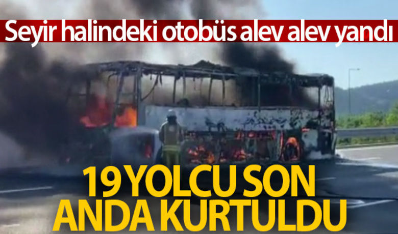 Seyir halindeki otobüs alev alevyandı, 19 yolcu son anda kurtuldu - Diyarbakır’dan İstanbul'a yolcu taşıyan yolcu otobüsünün motor kısmında henüz bilinmeyen bir nedenden dolayı yangın çıktı. İçerisinde 19 kişinin bulunduğu yolcu otobüsü alev alev yandı. Yolcular alev alev yanan otobüsten son anda kurtuldu.BUGÜN NELER OLDU?