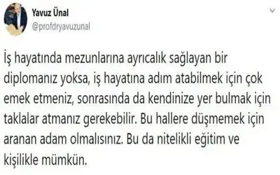 Rektör Ünal: “İş hayatına adım atabilmek nitelikli eğitim ve kişilikle mümkün”
