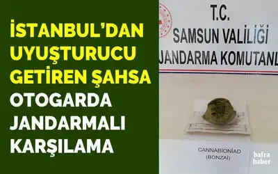 İstanbul'dan uyuşturucu getiren şahsa Bafra otogarında Jandarmalı karşılama