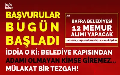 Bafra Belediyesi 12 Memur Alımı Yapacak 