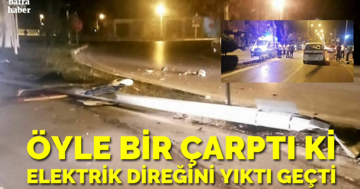 Direksiyon Hâkimiyetini Kaybeden Sürücü Direğe Çarparak Durabildi: 3 Yaralı