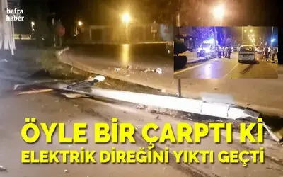Direksiyon Hâkimiyetini Kaybeden Sürücü Direğe Çarparak Durabildi: 3 Yaralı