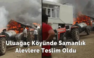 Uluağaç Köyünde Samanlık Alevlere Teslim Oldu