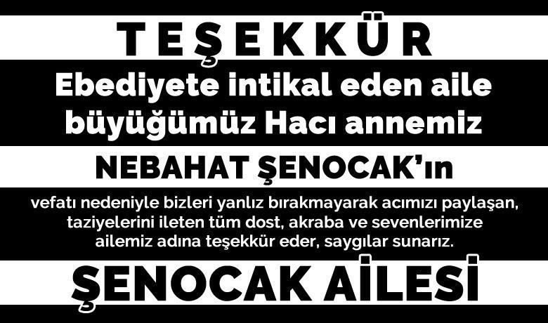 Şenocak Ailesinden Taziye Teşekkürü