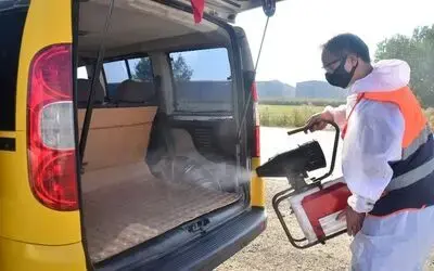 Terme’de servis araçları dezenfekte edildi
