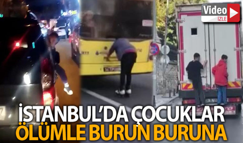 İstanbul'da çocukların ölümle burunburuna geldiği anlar kamerada - Mega kentin çeşitli ilçelerinde küçük yaştaki çocuklar ölümle burun buruna geldi. Bağcılar’da seyir halindeki bir araçtan bacağı sarkıtılan küçük bir çocuk, Sultanbeyli’de otobüse tutunup giden patenci genç, Taksim’de kamyonete tutunup giden çocuklar, Alibeyköy’de ise sepetli motosiklete bindirilen çocuklar yürekleri ağza getirdi.BUGÜN NELER OLDU?