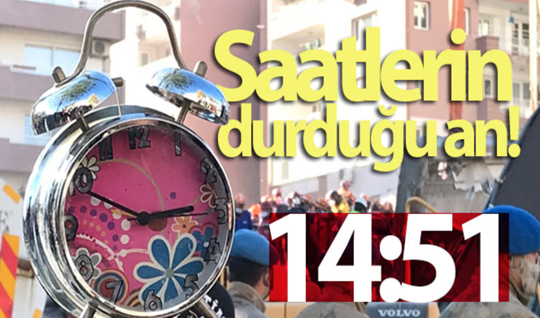 Saatlerin durduğu an: 14.51 - İzmir`deki deprem sonrası enkaz çalışmaları sırasında çıkartılan bir çocuk saatinin, depremin meydana geldiği 14.51`de durduğu görüldü.	HABERİN VİDEOSU İÇİN TIKLAYINIZCeren Atmaca - Halil Karahan / İHA