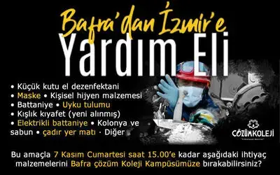 Çözüm Kolejinden İzmir’e Yardım Eli